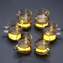 玻璃彩色把手杯品茗杯花茶套装茶杯防爆耐热小把杯100ml 4只装（透明把）