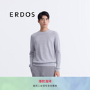 ERDOS 早春圆领翻花套衫宽松保暖上衣简约休闲百搭男羊绒衫 铝灰 L 175/96A