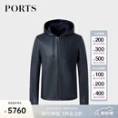 PORTS宝姿男装秋冬新款连帽商务皮衣时尚夹克ML9U002LZD019 NAVY S