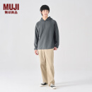 无印良品（MUJI） 男式 华夫格 套头卫衣 男士男生纯色连帽 潮流 AB13CC3A 灰色 L 175/100A