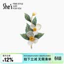 She's茜子梵高玫瑰刺绣叶片高档女士胸针轻奢胸花别针生日礼物送女友