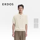 ERDOS 丝棉混纺2026年夏季新品小翻领男套衫休闲通勤短袖针织衫 瓷白 M 170/92A