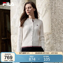 FILA斐乐官方女士编织外套2026春时尚休闲织带麻花毛衣开衫