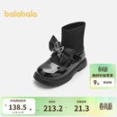 巴拉巴拉童鞋儿童休闲鞋女童春秋精致蝴蝶结时尚靴潮流洋气小皮鞋 黑色调00399 30 (脚长18.1-18.7/内长19.7)