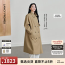 朗姿【h风衣 Basic衣橱 】朗姿经典双排扣高智风衣外套通勤气质女 深米色 XS