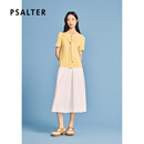 PSALTER诗篇2026夏季新款专选条纹披肩飘带式假两件针织T恤衫 浅黄 M