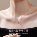 蔻诗哲 COASZE18K金蓝宝石天然彩色宝石项链女玫瑰金简约 【玫瑰k金】蓝宝石约80分