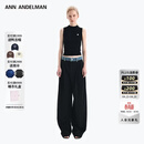 ANN ANDELMAN【王玉雯同款】官方直营 牛仔腰头拼接西裤直筒长裤 黑色 M