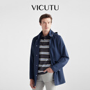 威可多（VICUTU）男士风衣商务通勤休闲简约风衣VBS22142461 藏青 180/100B