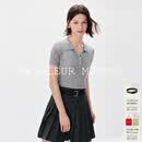 麦檬【爆款升级3.0】MM经典miu风轻盈polo灰色针织短袖上衣26春新 夹花灰5H4930082 M