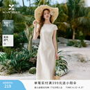 香影法式收腰白色连衣裙女2026夏季新款圆领气质a字裙白月光长裙 白色 M