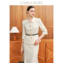 LadyS Elite【山茶玛德琳】薄款小半裙时尚套装女26夏季新款 香槟白套装 M