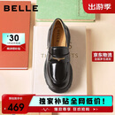 百丽海鸥乐福鞋女厚底英伦小皮鞋春夏通勤单鞋JD007CM5 黑色-亮面 37