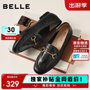 百丽羊皮英伦风乐福小皮鞋2026新款春平底豆豆女单鞋JD021AA6 黑色 37