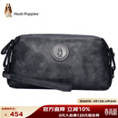 暇步士（Hush Puppies） 手拿包包头层牛皮大容量休闲商务男包银灰色送男朋友生日礼物