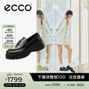爱步（ECCO）厚底乐福鞋女倪妮同款英伦风一脚蹬厚底增高牛皮女鞋 踪迹220723 黑色22072301001 37 （尺码偏小）