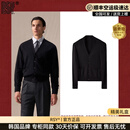 RSY高端品牌外套男士针织衫羊绒V领百搭款开衫春秋季休闲款上衣 黑色 M