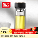 富光 男女士双层玻璃杯 水杯 支持团购定制 304杯子泡茶杯400ML黑