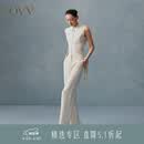 OVV【重磅真丝】春夏热卖女装30MM重绉通勤简约西裤 卡其（净色）12 M