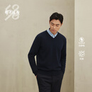 鄂尔多斯1980抗菌 抗静电 秋冬V领加厚虚提休闲男羊绒衫 1980蓝 L 175/96A