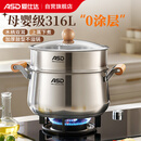爱仕达（ASD）汤锅316L不锈钢小蒸锅无涂层木柄炖煮锅 24cm磁炉燃气通用B17-Z