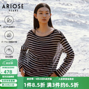 艾诺丝雅诗【商场同款】2026年夏季新款通勤莱赛尔罩衫条纹针织衫女50438116 黑白条 S 版型偏大，建议拍小一码