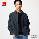 优衣库男装女装棉麻衬衫式茄克长袖早春外套夹克26春夏新款482443 69 藏青色 L