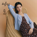 伊芙丽（eifini）朱珠代言伊芙丽优雅镂空设计毛衫微宽松版型针织开衫26春季新款 蓝色 L