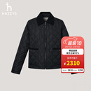 哈吉斯（HAZZYS）女装 秋季女士菱形格撞色领短款棉服女ASSSU0CCU23 黑色BK M (160/84A 38)