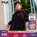 FILA斐乐儿童棉服2026年春新款男童仿羊羔绒连帽外套新年款拜年服 传奇蓝-NV 165