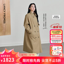 朗姿【精英衣橱 王楚然同款 25h风衣】Basic衣橱双排扣高智风衣外套女 深米色 XS