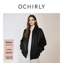 欧时力OCHIRLY 绵羊皮衣外套真皮夹克黑色高级感女机车早春新 黑色 M