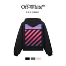 OFF-WHITE 26SS 闪粉渐变警戒线印花轻奢拉链款连帽卫衣 男女同款 黑色 XL
