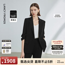 朗姿【律师系列】桑蚕丝职业正装气质西服夏季新款商务西装 黑色 M