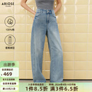 艾诺丝雅诗【商场同款】2026春季新款通勤纯棉香蕉裤型直筒牛仔裤女50213236 牛仔兰 M