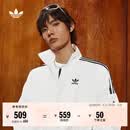 adidas复古风休闲梭织立领夹克外套男女秋季阿迪达斯官方三叶草   亮白   M