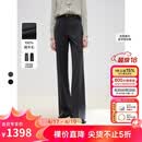 朗姿纯羊毛长裤气质高级感西裤春季新款黑色职业西装裤女士 深灰色2 S