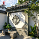 唐语砖雕透雕中式庭院四合院装饰青砖影壁墙照壁立体高浮雕背景墙镂空砖雕 1×1m 松鹿同春(透雕)运费咨询客服