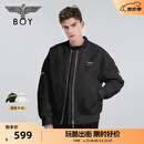BOY LONDON【伦敦塔桥】短款棉服情侣冬仿烫金潮流棉衣外套N29008 黑色 L
