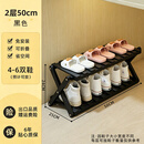 竹思乐鞋架免安装简易折叠鞋架子家用门口多层新款出租房用鞋收纳架鞋柜 黑色二层50【免安装可折叠】