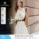 香影【云朵出逃】波西米亚杏白色连衣裙女2026春新款莱赛尔天丝裙 杏色 M 160/84A/95-110斤