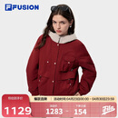 FILA FUSION斐乐官方潮牌棉服女2026春新款休闲宽松拼色外套连帽夹克