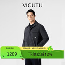 威可多（VICUTU）男士棉衣舒适翻领商务通勤休闲黑色外套 黑色 180/96A