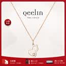 Qeelin【520礼物】麒麟官方Wulu系列18K玫瑰金镂空镶钻葫芦项链 玫瑰色18K金 均码