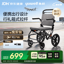 鱼跃(yuwell)手动轮椅车1100A折叠老人轻便便携式手推车旅行可上飞机