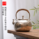细工坊日本银壶足银9999烧水壶煮茶壶家用纯手工一张银纯银茶壶