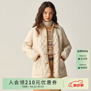 ELAND【含绵羊毛】衣恋棉服女休闲翻领中长款外套新款 乳白色(64)Cream M /165