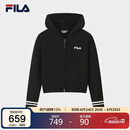 FILA 斐乐官方女士编织衫冬季休闲宽松连帽拉链毛衣开衫