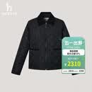 哈吉斯（HAZZYS）女装 秋季女士菱形格撞色领短款棉服女ASSSU0CCU23 黑色BK M (160/84A 38)