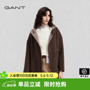 GANT/甘特25秋冬新款女装连帽休闲羊毛呢大衣中长款外套 210-咖色 L